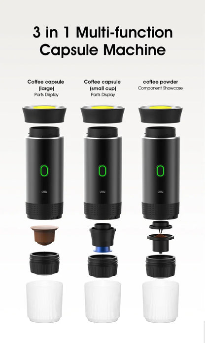 Travel-Friendly Espresso Machine Cordless 3 In 1 Travel Car Camp