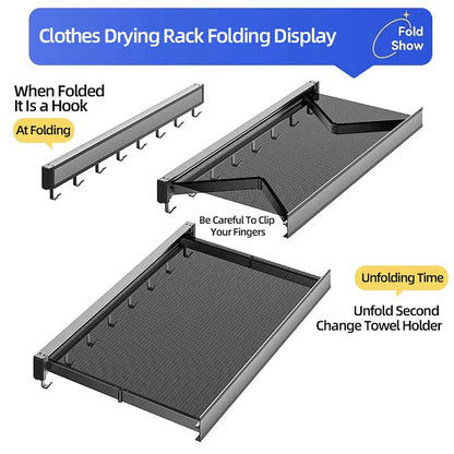 Clothes Foldable Rack Wall Mounted Drying Shelf Fall 2025 Balcony Bathroom Space Saving Corrosion Resistant