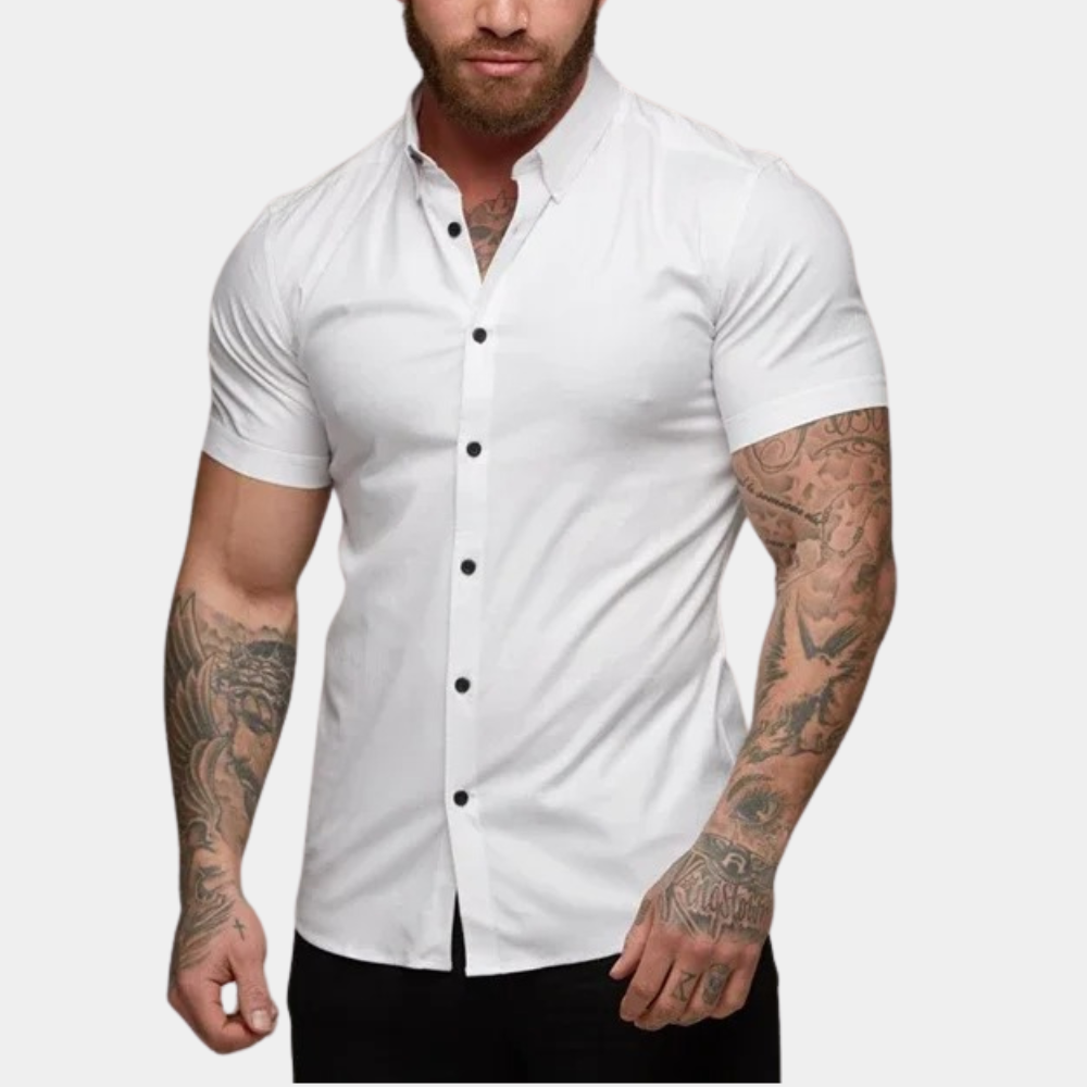 Stylish Short Sleeve Men's Shirt in Black, Blue, Gray, Red, and White - Comfortable Casual T-Shirt for Everyday Wear-6