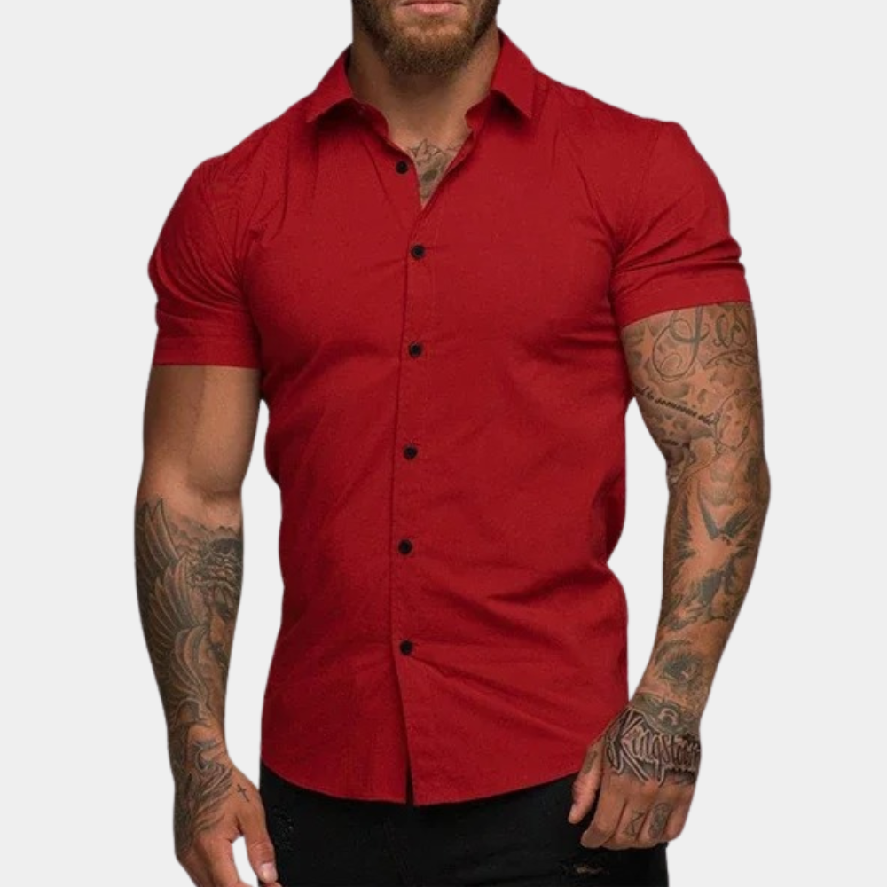 Stylish Short Sleeve Men's Shirt in Black, Blue, Gray, Red, and White - Comfortable Casual T-Shirt for Everyday Wear-5