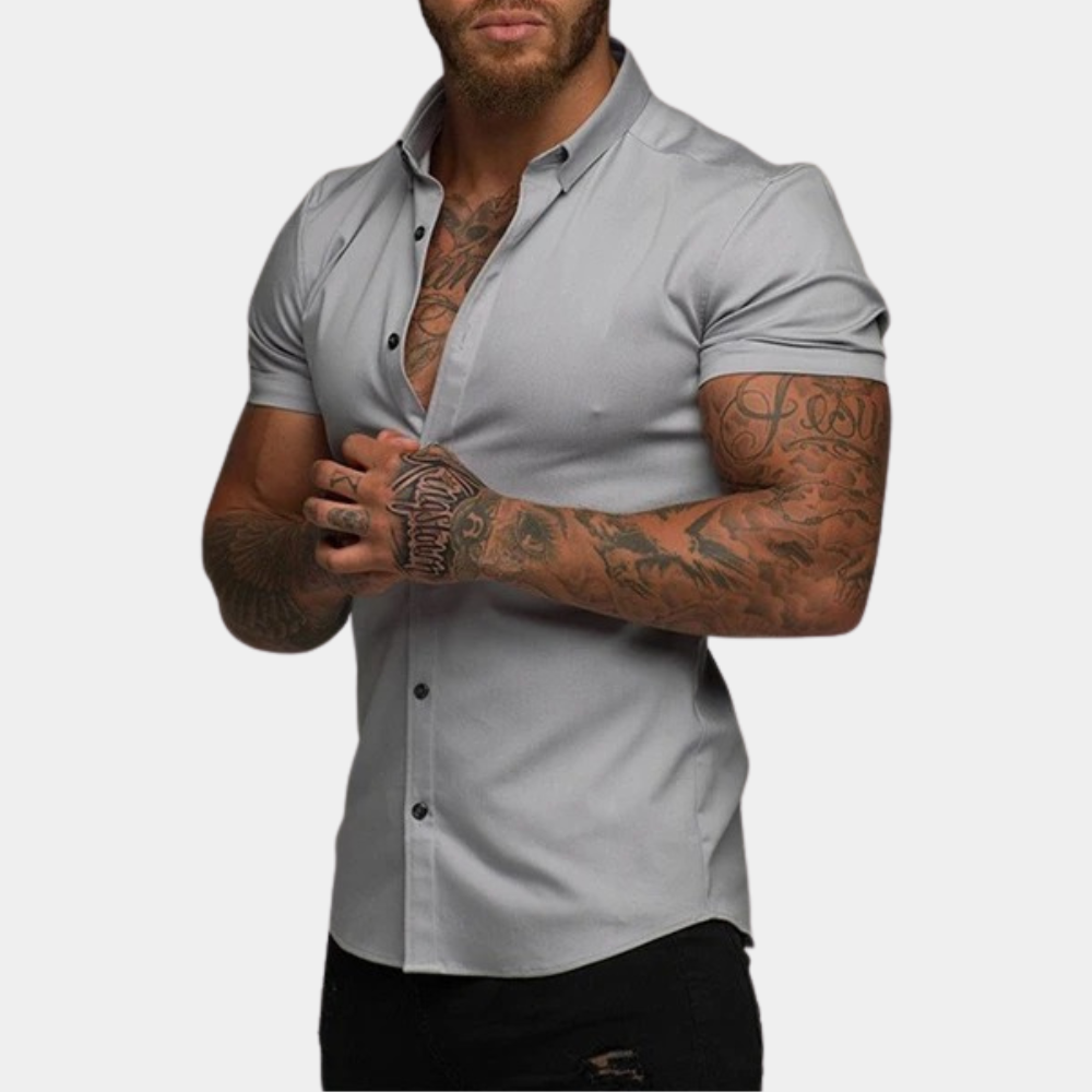 Stylish Short Sleeve Men's Shirt in Black, Blue, Gray, Red, and White - Comfortable Casual T-Shirt for Everyday Wear-4