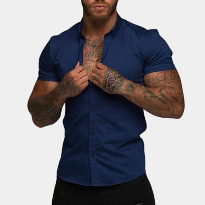 Stylish Short Sleeve Men's Shirt in Black, Blue, Gray, Red, and White - Comfortable Casual T-Shirt for Everyday Wear-3