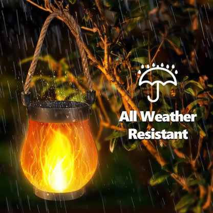 Solar Lantern Lights with Flickering Flame Effect for Outdoor Garden and Patio Decor, Dual Charging Modes, Waterproof Design 2