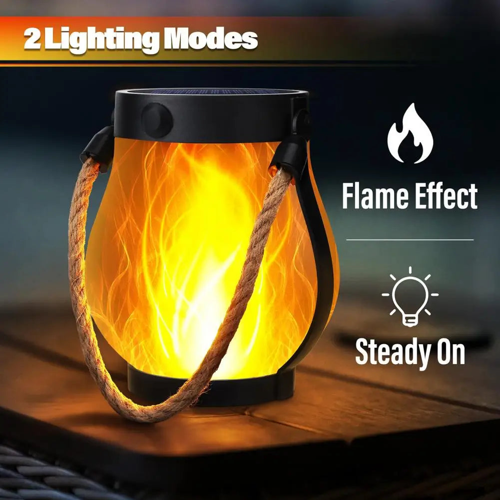 Solar Lantern Lights with Flickering Flame Effect for Outdoor Garden and Patio Decor, Dual Charging Modes, Waterproof Design 4