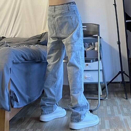 High-Waisted Stacked Women's Jeans, Trendy Relaxed Fit Denim, Comfortable 100% Cotton, Available in Light Blue, Dark Blue, Black-3