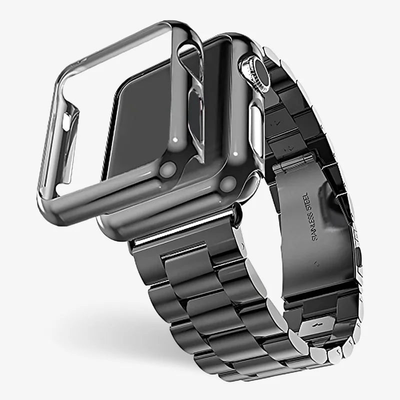 Steel Stainless Watch Band With Protective Case Secure Fit
