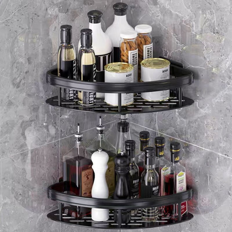 Aluminum Alloy Bathroom Shelf - No Drill Household Organizers for Shampoo, Kitchen Storage, Water-Resistant Design