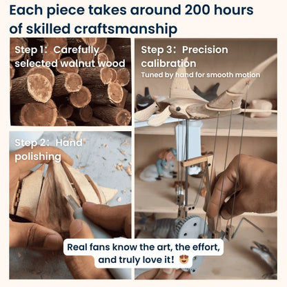 Wooden Stress-Relief Decor – Hand-Cranked Manta Ray Automaton