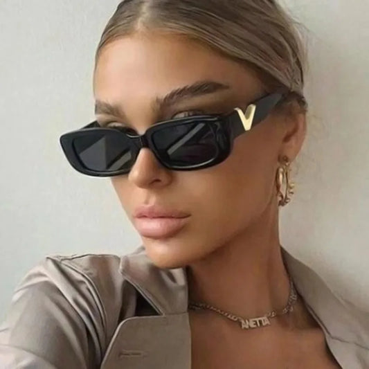 Trendige Damen Sonnenbrille – quadratisches Metall-Design, retro, für den Alltag 0
