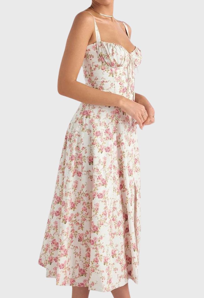 Variant image for Women's Midi Bustier Corset Dress - Elegant Summer Cocktail Dress in Lightweight Fabric-6