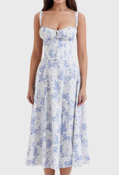 Women's Midi Bustier Corset Dress - Elegant Summer Cocktail Dress in Lightweight Fabric-3