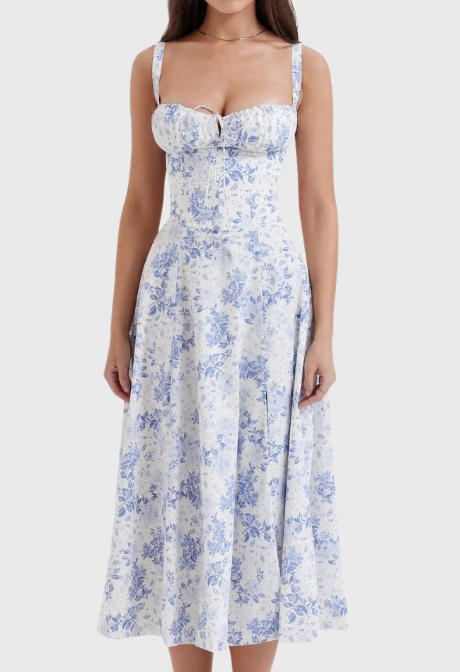 Variant image for Women's Midi Bustier Corset Dress - Elegant Summer Cocktail Dress in Lightweight Fabric-11