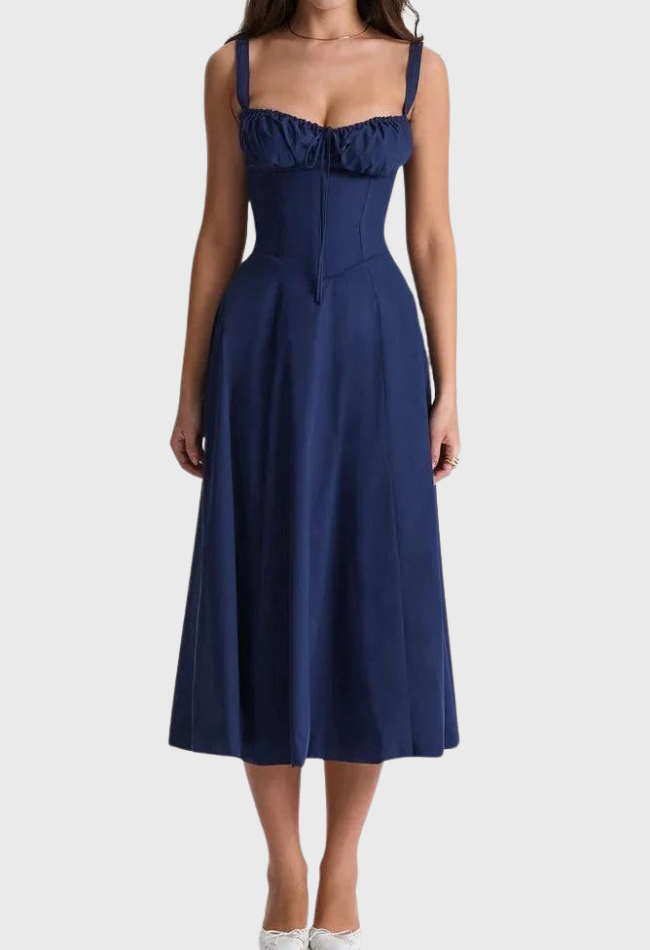Variant image for Women's Midi Bustier Corset Dress - Elegant Summer Cocktail Dress in Lightweight Fabric-31