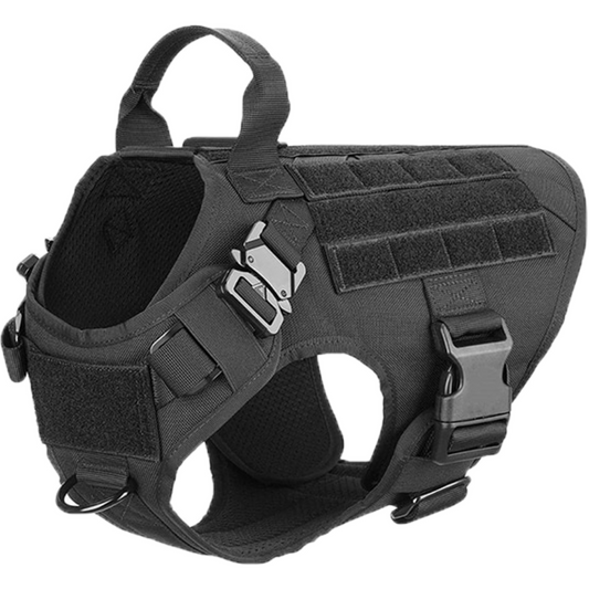 Tactical Dog Harness No-Pull With Front And Back D-Rings Fast-Release Buckles Top Handle Heavy-Duty Training
