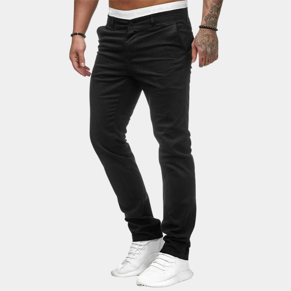 Versatile men's chinos – slim fit, breathable fabric, for summer outings 1