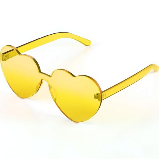 Verspielte Damen Sonnenbrille – randloses Herzdesign, transparent, für Sommerfestivals 0
