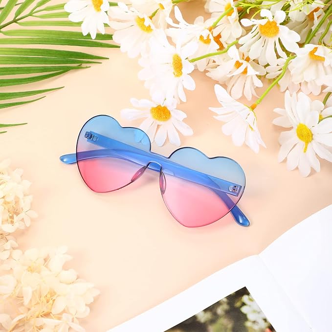 Verspielte Damen Sonnenbrille – randloses Herzdesign, transparent, für Sommerfestivals 1