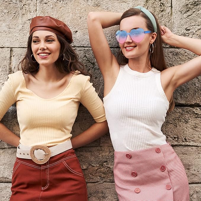 Verspielte Damen Sonnenbrille – randloses Herzdesign, transparent, für Sommerfestivals 2