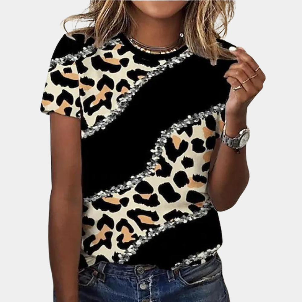 Vibrant women's summer blouse – abstract print, cotton, for spring and summer 3
