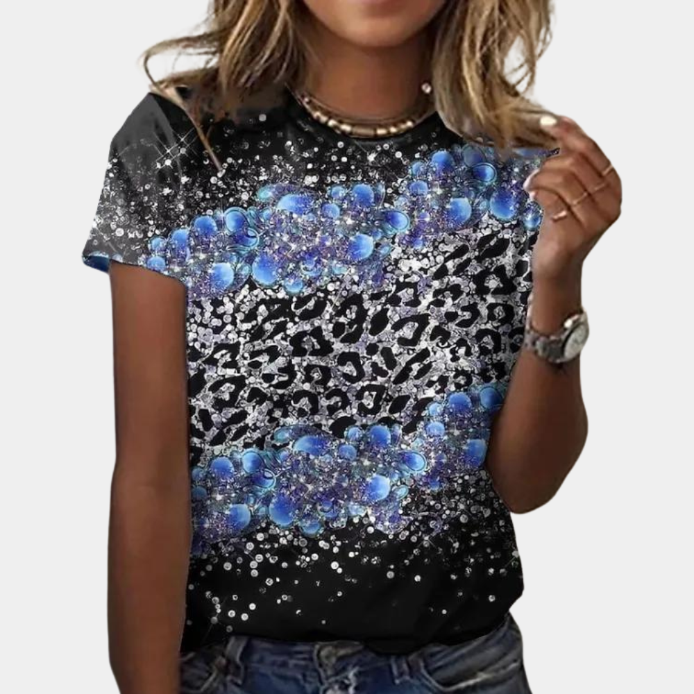 Vibrant women's summer blouse – abstract print, cotton, for spring and summer 4
