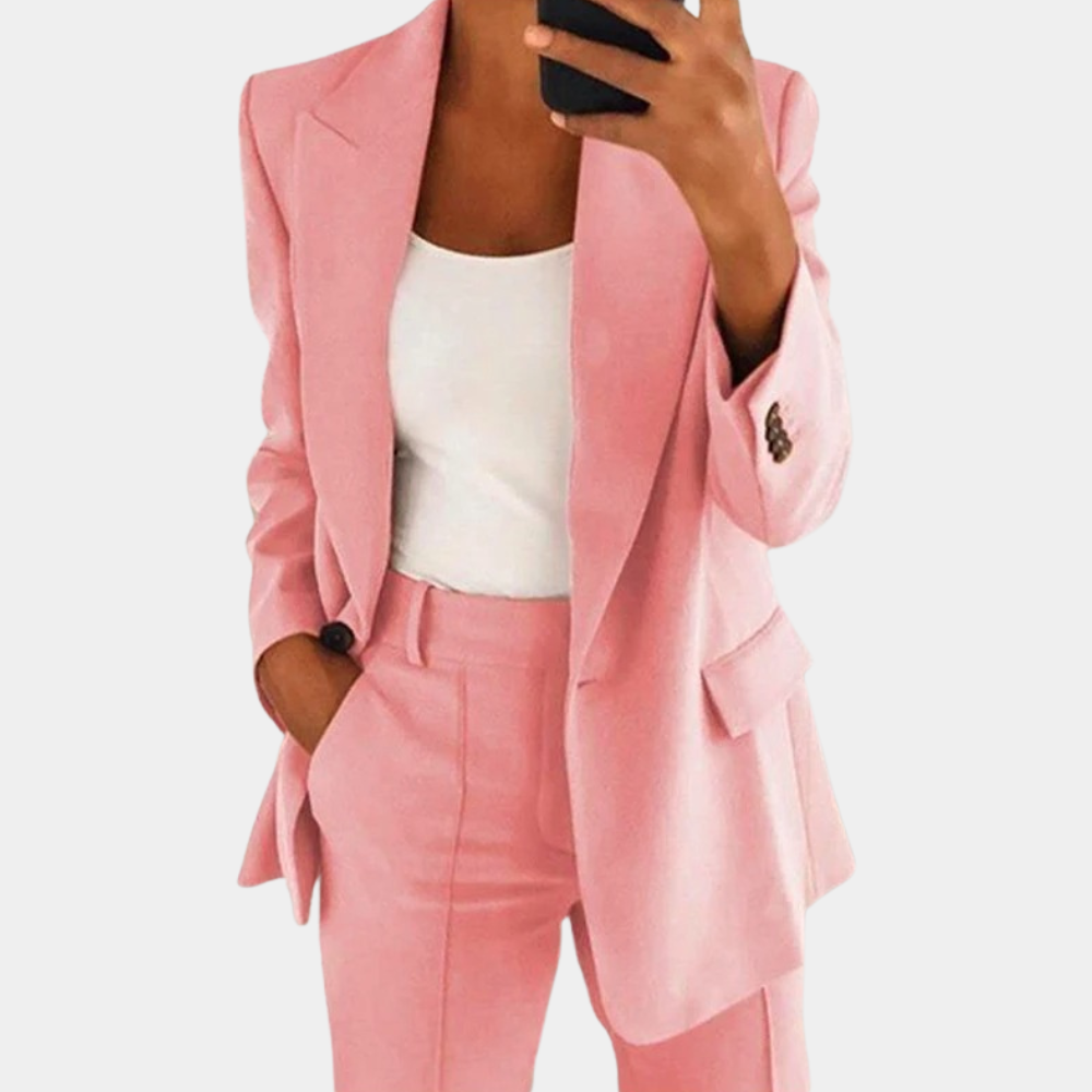 Vielseitiger Damenanzug – lockerer Blazer und Hose, hochwertiger Stoff, für Sommeranlässe 5
