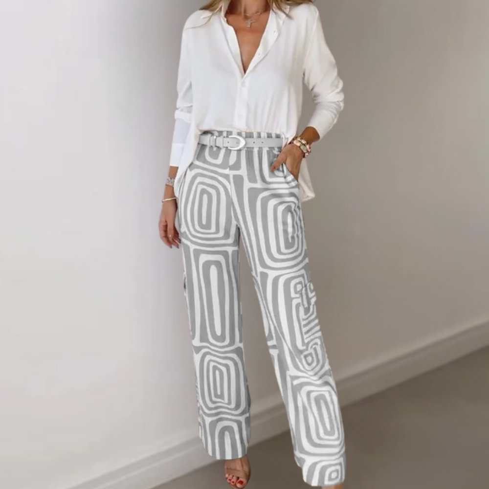 Vielseitiges Damen Outfit Set – elegante Bluse und schicke Hose, atmungsaktiv, für Büro und Freizeit 0