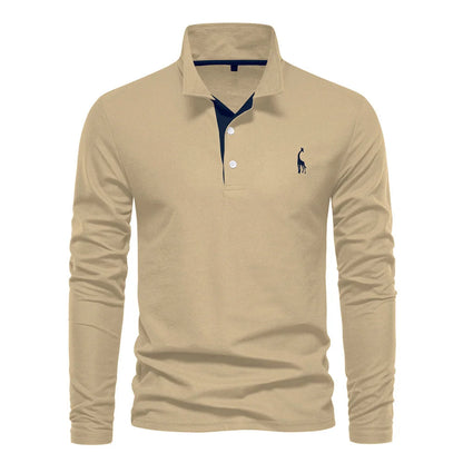 Plush Timeless Mens Long Sleeve Polo - Collared Cotton Casual