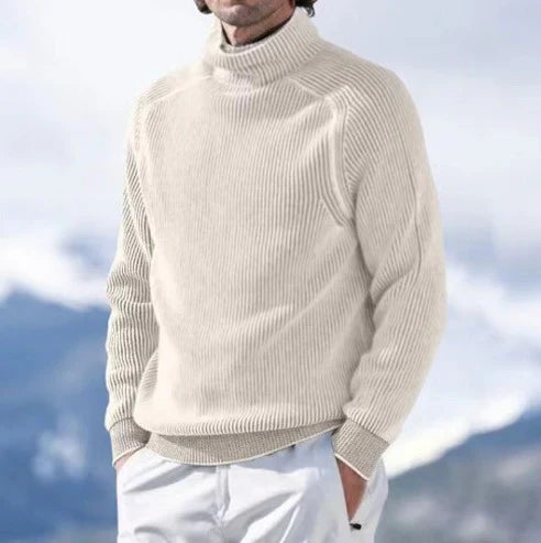 Plush Men's Turtleneck Sweater - Ribbed Cashmere For Winter