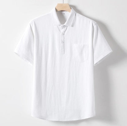 Lightweight Linen Polo Shirt for Men, Breathable Casual Wear in Various Colors, Relaxed Fit, Machine Washable-4