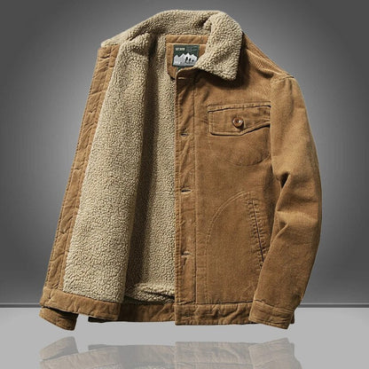 Men's Warm Corduroy Sherpa Jacket - Trucker, Lined, Winter