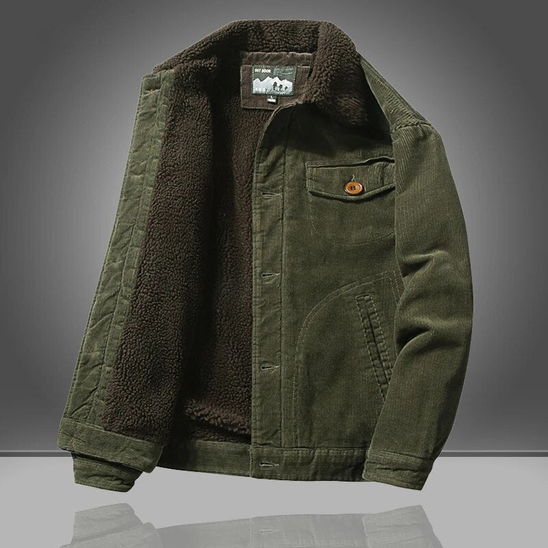 Men's Warm Corduroy Sherpa Jacket - Trucker, Lined, Winter