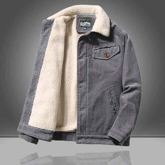 Men's Warm Corduroy Sherpa Jacket - Trucker, Lined, Winter