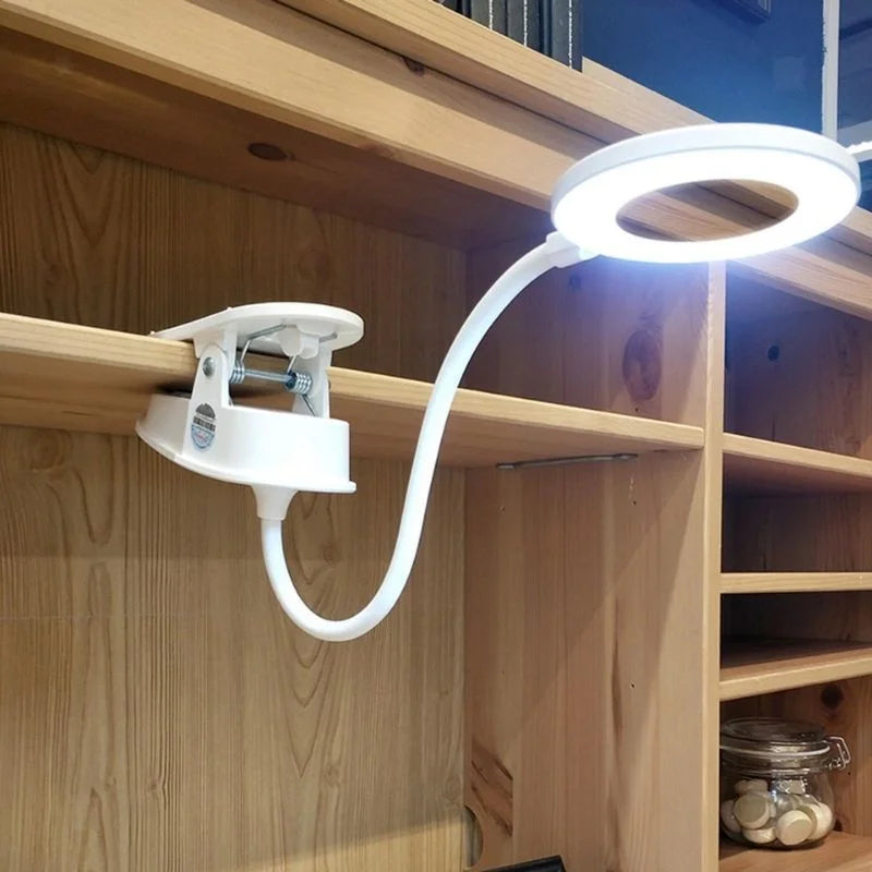 Cordless Desk Clip Lamp With Ring Light Plush Eye Maintenance