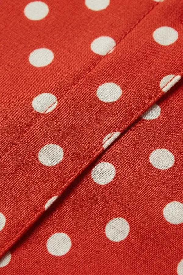 a-line wrap dress, polka-dot print, knee-length, waist-tie, polyester, for occasions – Plush, flowy women's dress