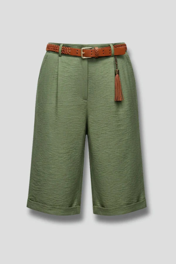 Women's Breathable Shorts - Casual, Knee-Length, Straight-Leg, Cotton Linen, For Casual Summer Wear