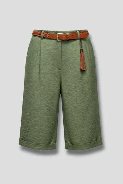 Women's Breathable Shorts - Casual, Knee-Length, Straight-Leg, Cotton Linen, For Casual Summer Wear