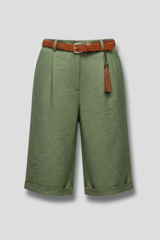 Women's Breathable Shorts - Casual, Knee-Length, Straight-Leg, Cotton Linen, For Casual Summer Wear
