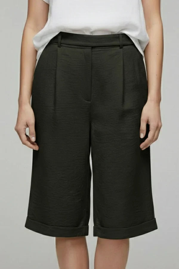 Women's Breathable Shorts - Casual, Knee-Length, Straight-Leg, Cotton Linen, For Casual Summer Wear