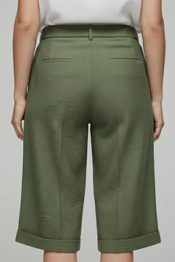 Women's Breathable Shorts - Casual, Knee-Length, Straight-Leg, Cotton Linen, For Casual Summer Wear