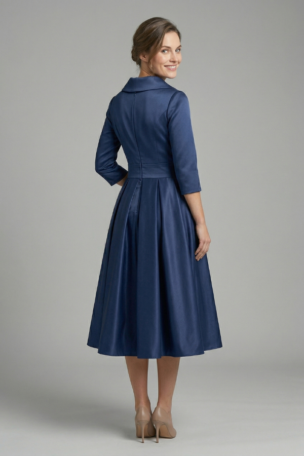 women's Fitted dress - wrap-front, long sleeve, 100% polyester, for formal events