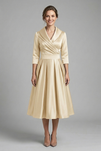women's Fitted dress - wrap-front, long sleeve, 100% polyester, for formal events