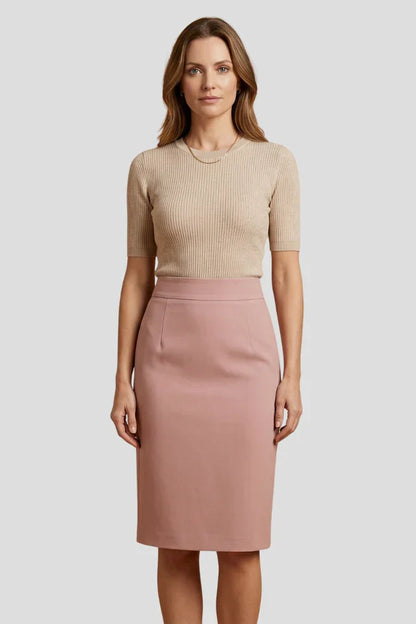 women's Stretchy pencil skirt - flattering high-waist, polyester, for office wear
