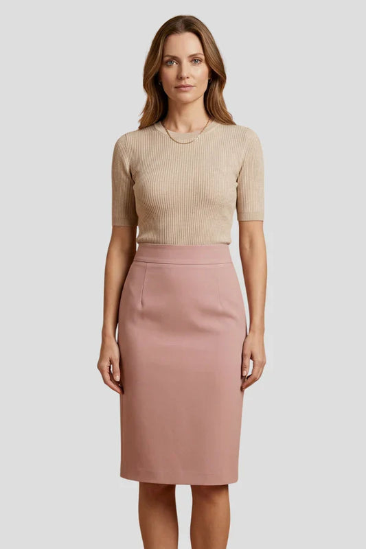 women's Stretchy pencil skirt - flattering high-waist, polyester, for office wear