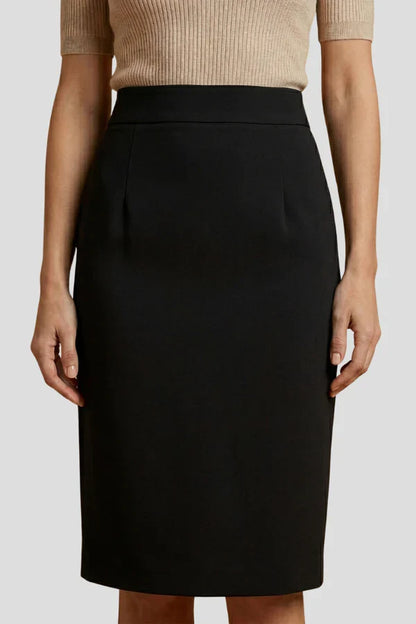 women's Stretchy pencil skirt - flattering high-waist, polyester, for office wear