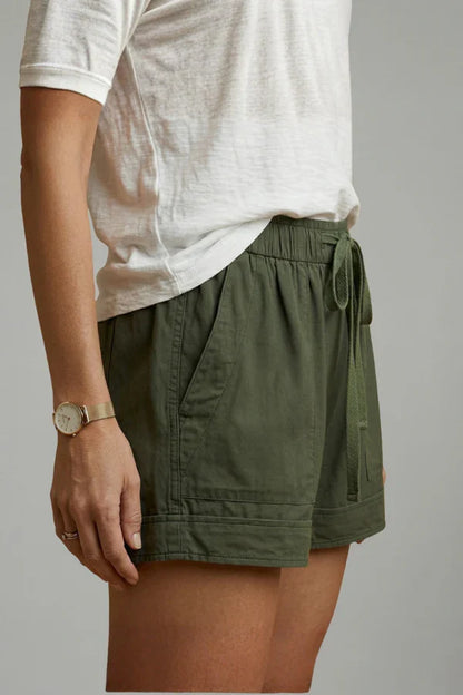 Women's Breathable Shorts - Pleated Pocket, Wide-Leg, Cotton Blend, Casual Wear, Pull-On Style