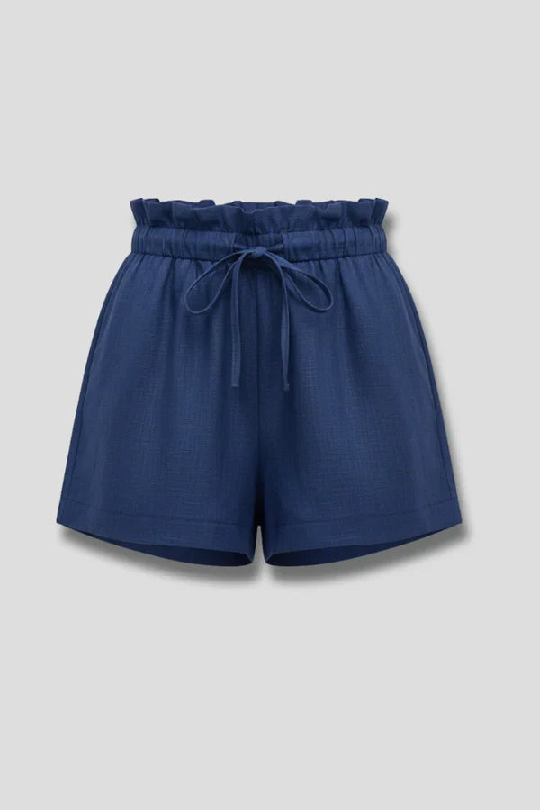 high waist lace-up, loose wide-leg, cotton, versatile casual wear – Light women's shorts