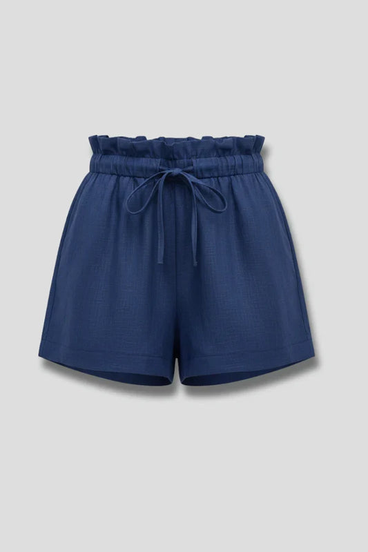 high waist lace-up, loose wide-leg, cotton, versatile casual wear – Light women's shorts