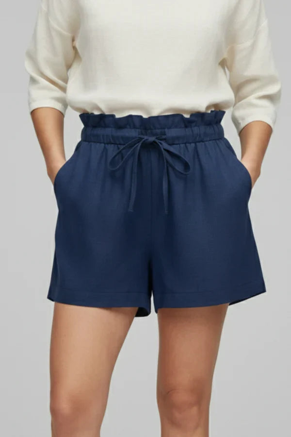 high waist lace-up, loose wide-leg, cotton, versatile casual wear – Light women's shorts