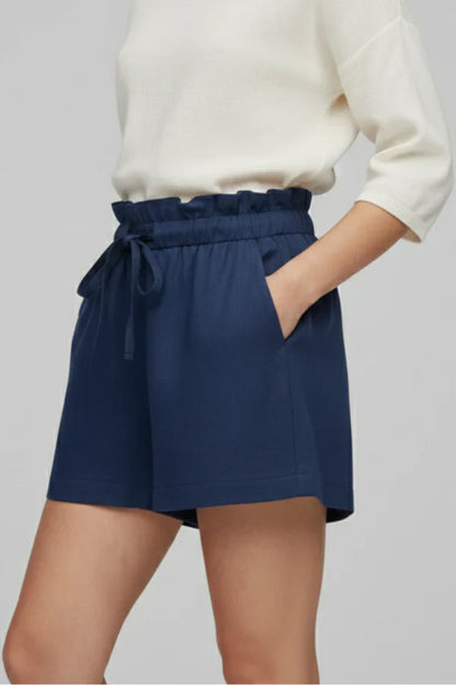 high waist lace-up, loose wide-leg, cotton, versatile casual wear – Light women's shorts
