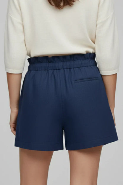 high waist lace-up, loose wide-leg, cotton, versatile casual wear – Light women's shorts